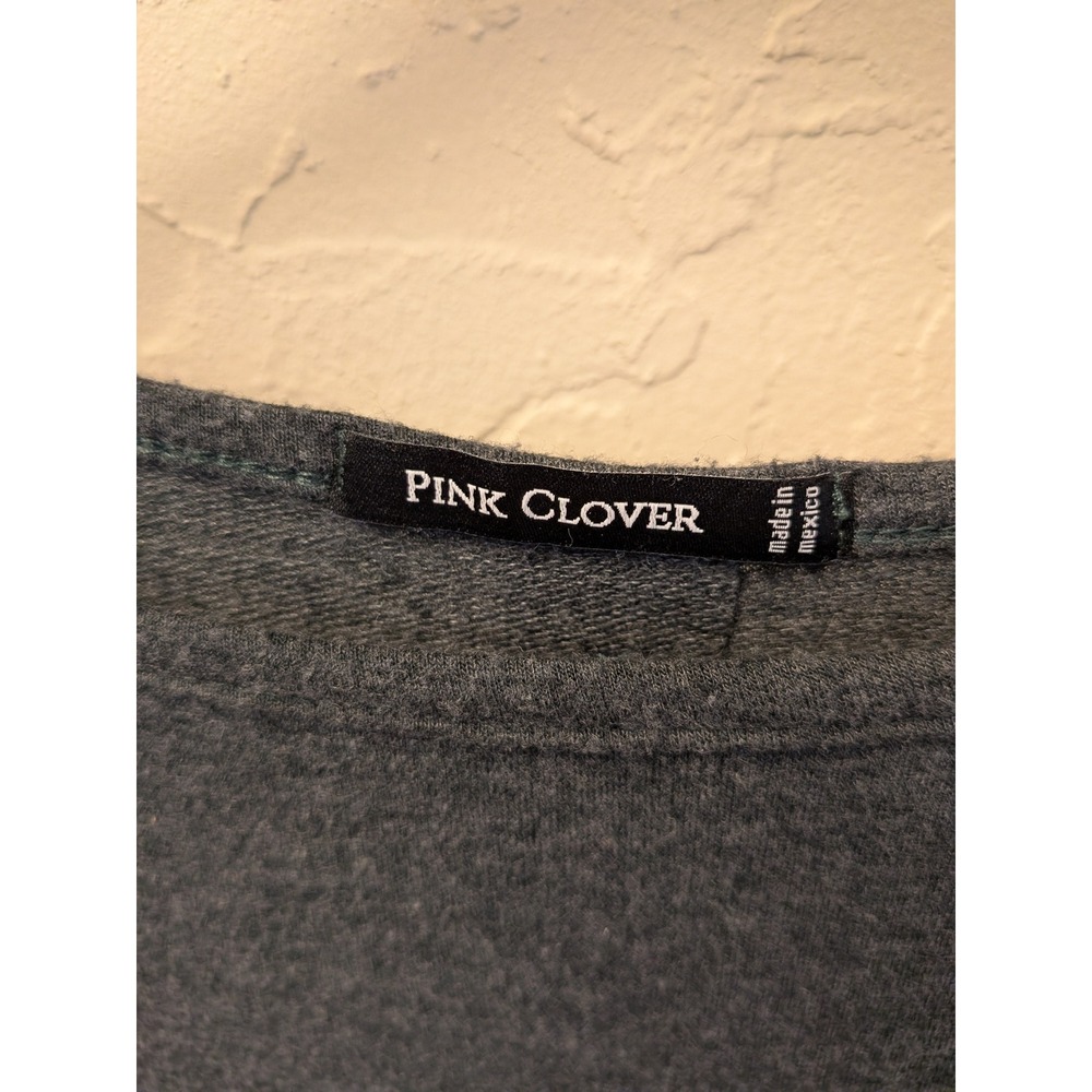 Pink Clover Charcoal Gray Boat Neck Button Back Short Sleeve Top Women Size M - Picture 3 of 3